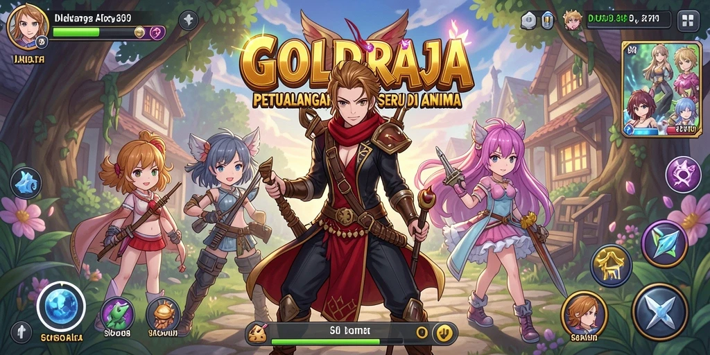 Screenshot utama dari gameplay <strong>GOLDRAJA</strong> menunjukkan aksi seru di dunia Anime.