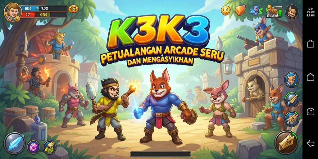 Screenshot K3K3 menampilkan aksi gameplay yang seru dan penuh tantangan.