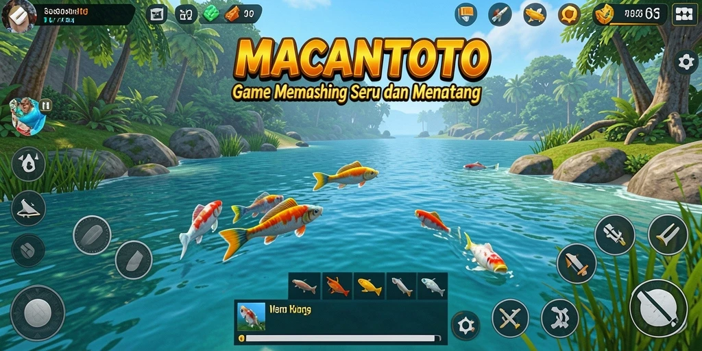 Screenshot gameplay <strong>MACANTOTO</strong> menampilkan suasana pancing yang realistis dan menantang.