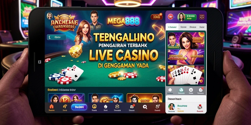 Tampilan utama gameplay MEGA888 yang menegangkan di Live Casino.