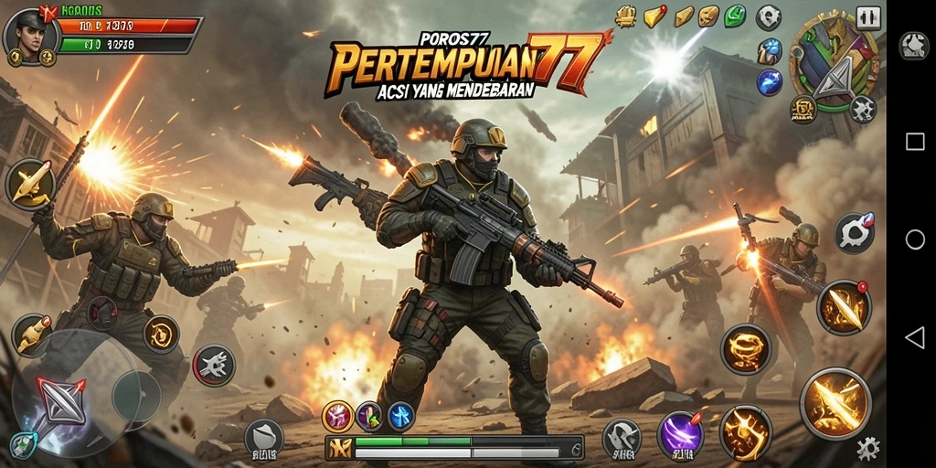 Gameplay POROS77 yang intens dan menantang saat pertempuran.