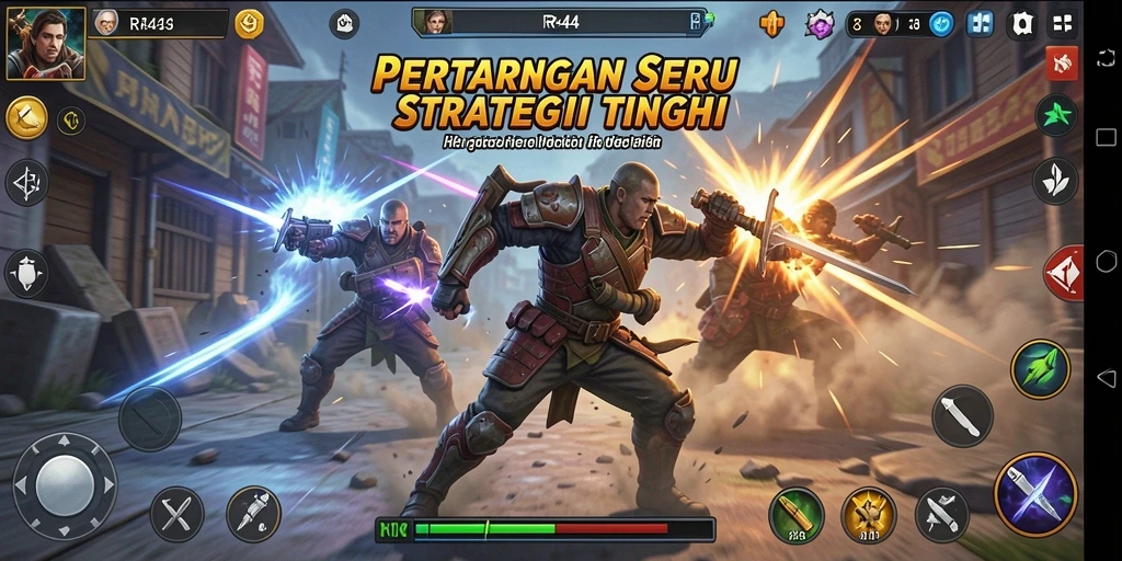 Tangkapan layar RR44 menampilkan aksi bertarung mendebarkan dengan karakter yang unik.