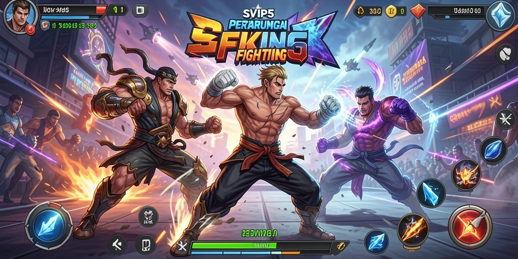 Screenshot SVIP5 menampilkan pertarungan intens dengan grafis menawan.