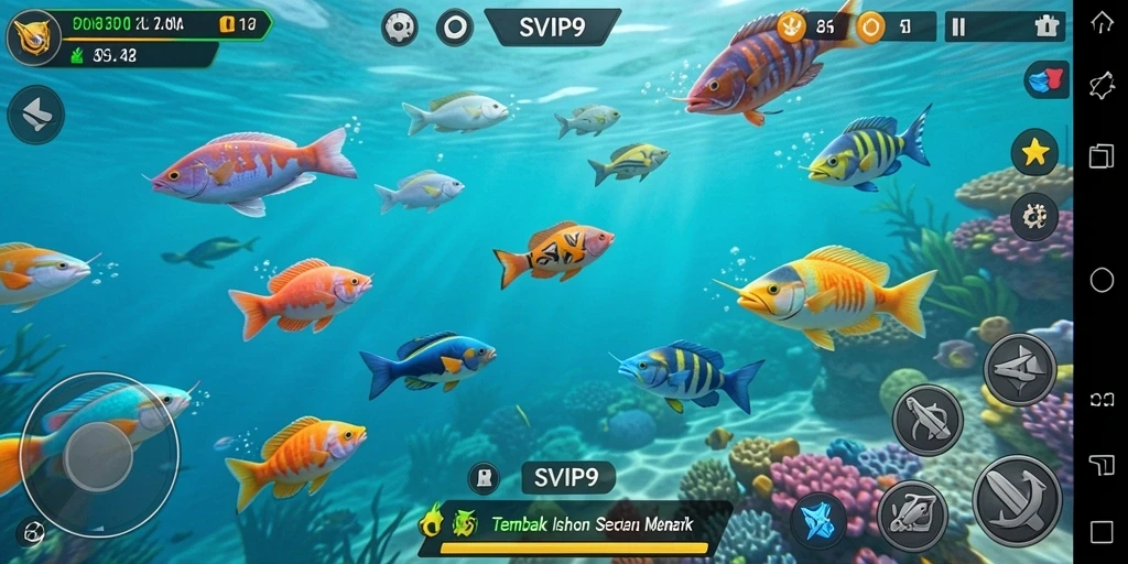 Tampilan gameplay menarik dari SVIP9 saat menembak ikan.
