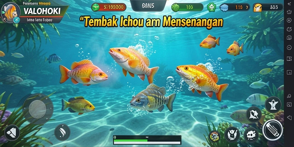 Tangkapan layar VALOHOKI menampilkan momen seru dalam permainan Tembak Ikan.